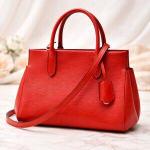 Authentic Louis Vuitton Marly BB Red Epi Leather Top Handle Crossbody Bag